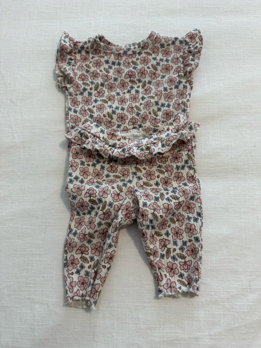 Carter's Cream Floral Ruffle Baby Matching Set